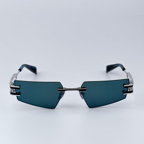 Balmain FIXE BPS-123E-54 Women BRAND NEW Sunglasses Titanium Silver Blue Mirror - Picture 4 of 12